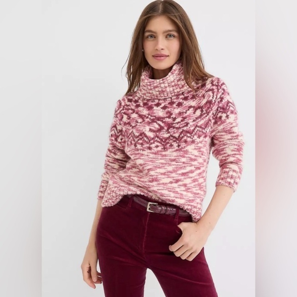NWT LOFT Burgundy and Cream Cowl Neck Sweater​ - XS